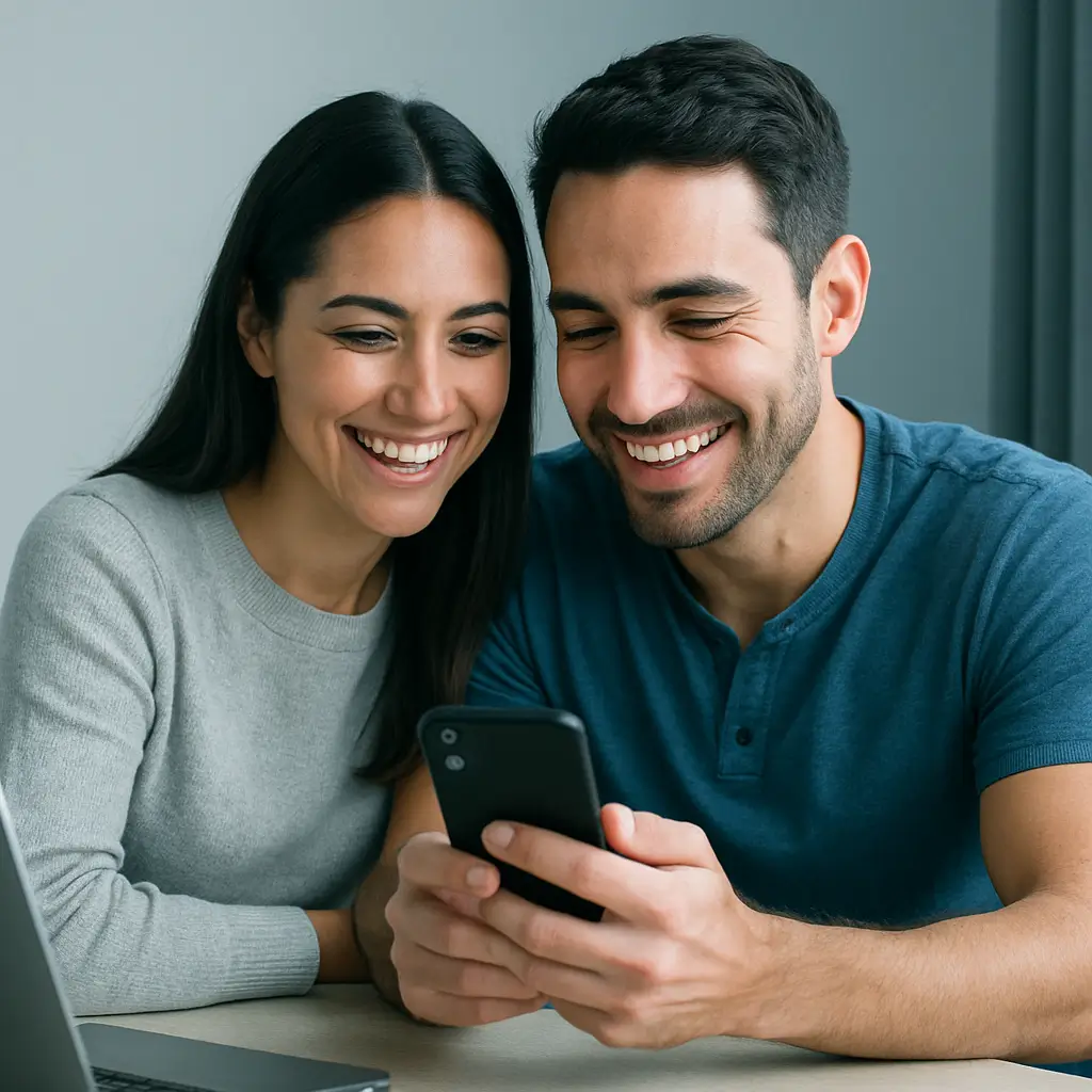 Pareja gestionando sus finanzas con Cashento